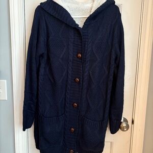 Navy blue sweater coat, Size M. NWOT